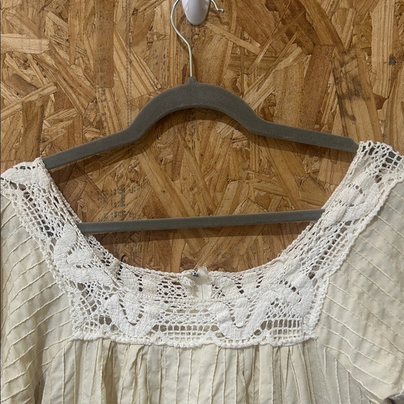 Vintage Cottagecore Peasant Cream Lace Crochet Trim Dress, No Brand, No Tags - Picture 8 of 13